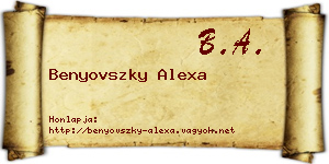 Benyovszky Alexa névjegykártya